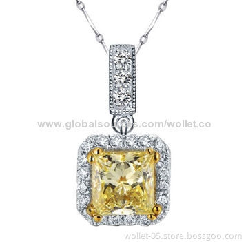 Fashionable designed stainless steel lime yellow crystal pendant, the perfect gift for ladies
